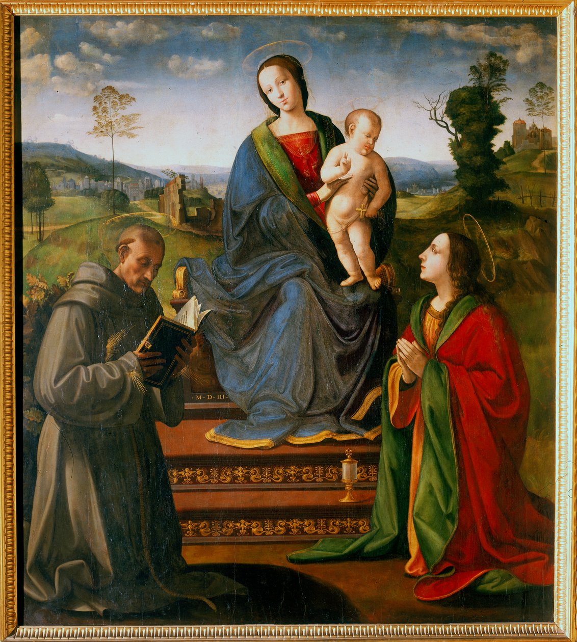 Madonna og barn med de hellige Frans og Maria Magdalena af Ridolfo Ghirlandaio