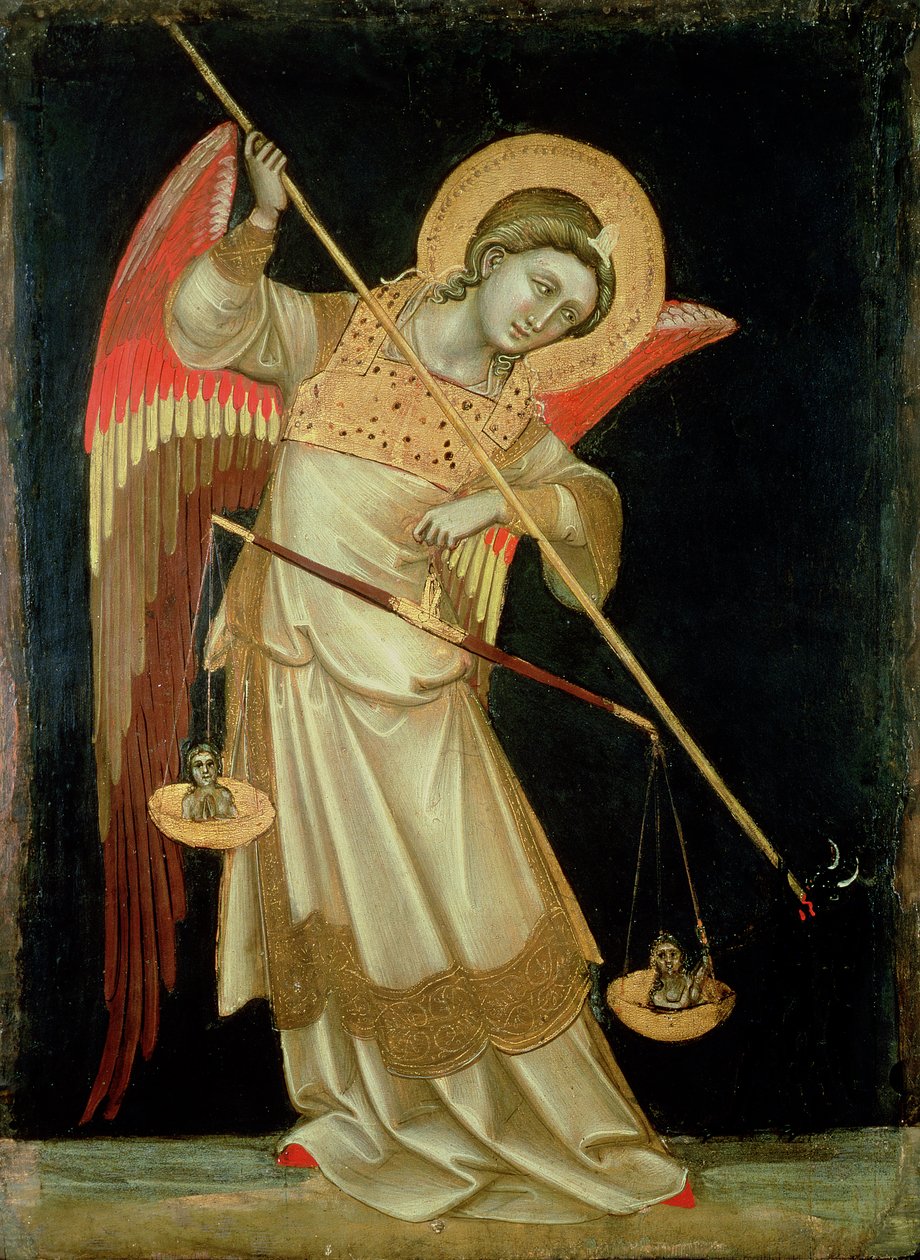 An Angel Weighing a Soul, ca. 1348-55 (tempera på panel) af Ridolfo di Arpo Guariento