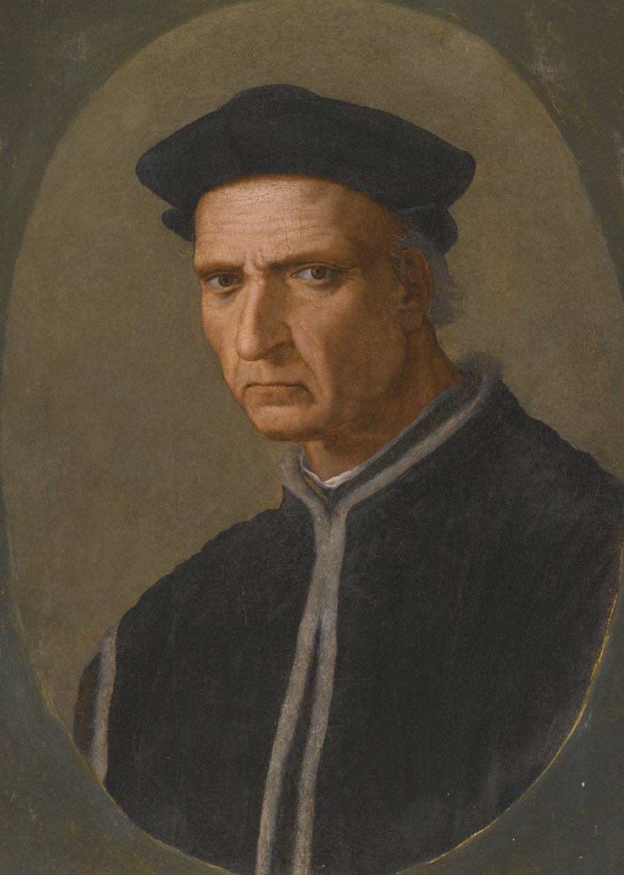 ""Portræt af den florentinske statsmand Piero Soderini (1452-1522)"" Maleri af Ridolfo Ghirlandaio (1483-1561) Privat samling af Ridolfo Il  Ghirlandaio