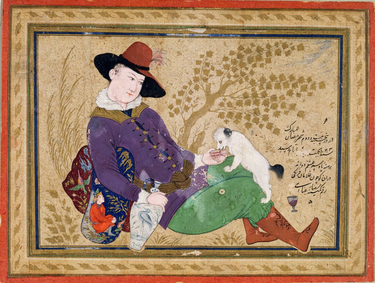 Ung portugisisk, persisk, 1634 (wc, guld og blæk på papir) af Riza i Abbasi