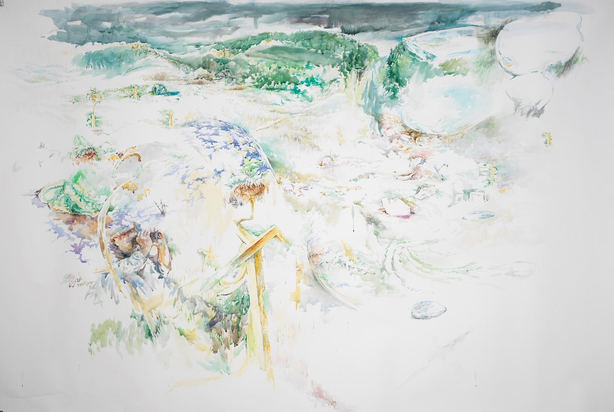 Losseplads, Forest somewhere nær Philipsville beskåret, 2023 (akvarel) af Rob D Davies