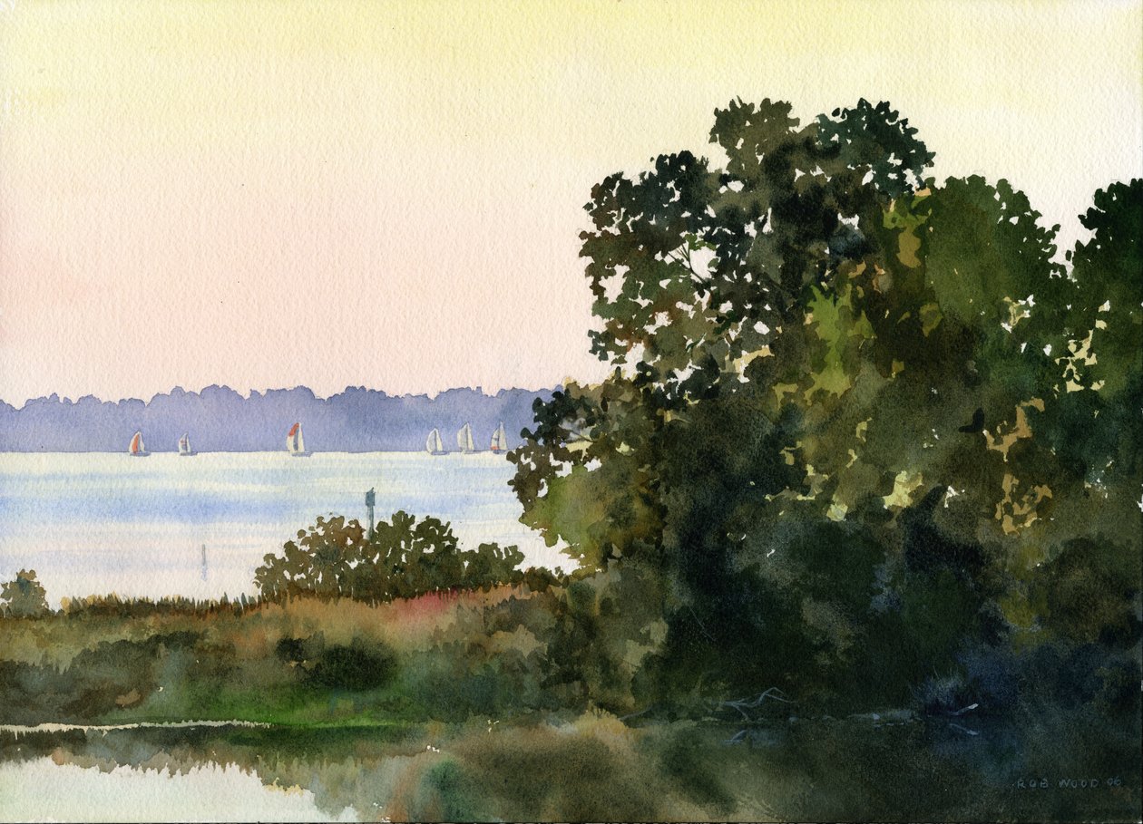 Wednesday Night Races, 2006 (akvarel på papir) af Rob Wood