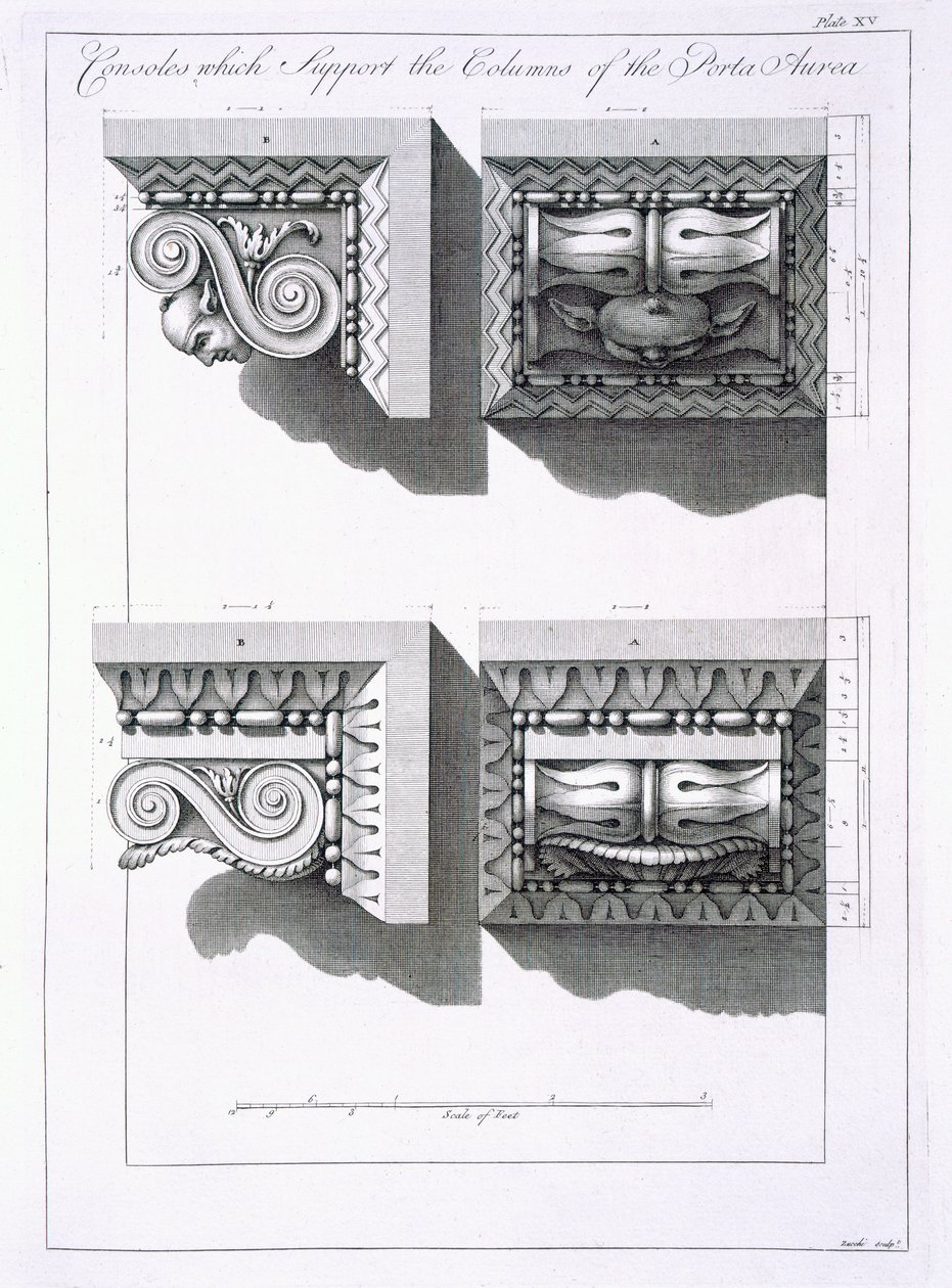 Konsoller, der understøtter søjler af Porta Aurea, fra 