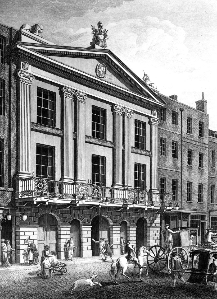 The Theatre Royal, Drury Lane, indgraveret af Patrick Begbie, 1776 af Robert Adam