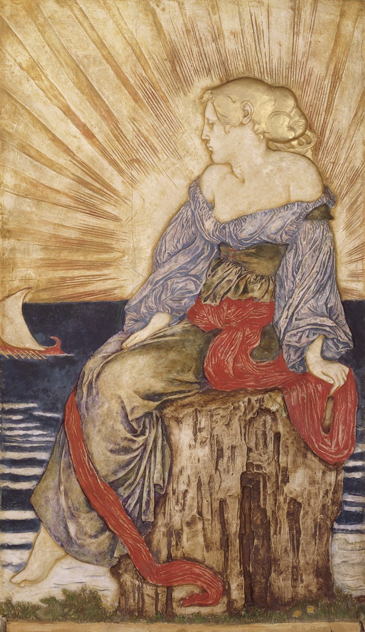 Ariadne (polykrom gipsreliefskulptur) af Robert Anning Bell