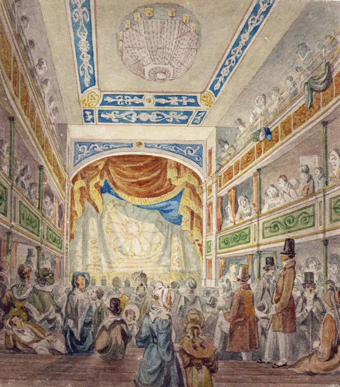 Det indre af Standard Theatre, Shoreditch, ca. 1840 af Robert Blemell Schnebbelie