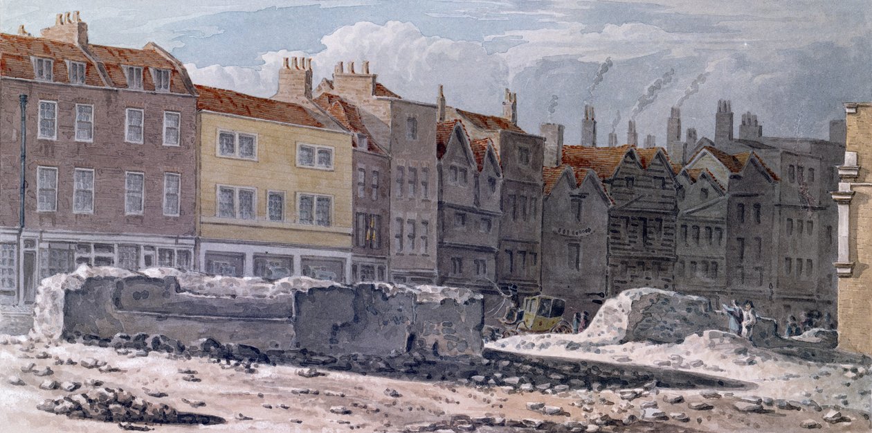 Udsigt over resterne af Old London Wall, 1817 af Robert Blemell Schnebbelie