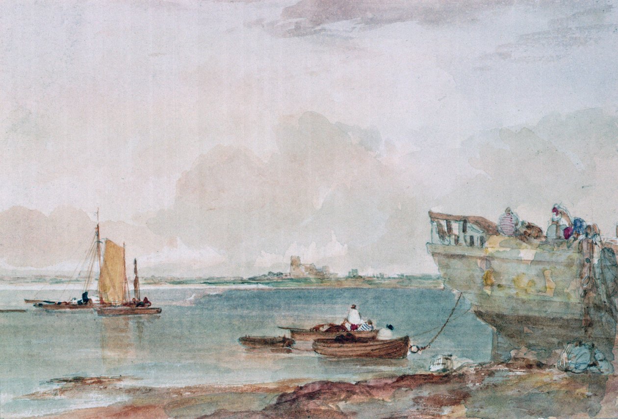Havlandskab med både, 1800-tallet (akvarel) af Robert Brandard