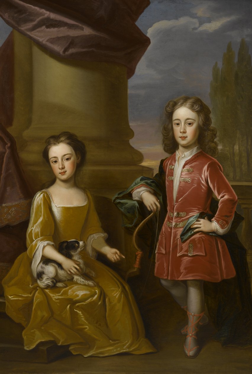 Dobbeltportræt af Dudley North og hans søster, Anne, 1714 olie på lærred af Robert Byng or Bing