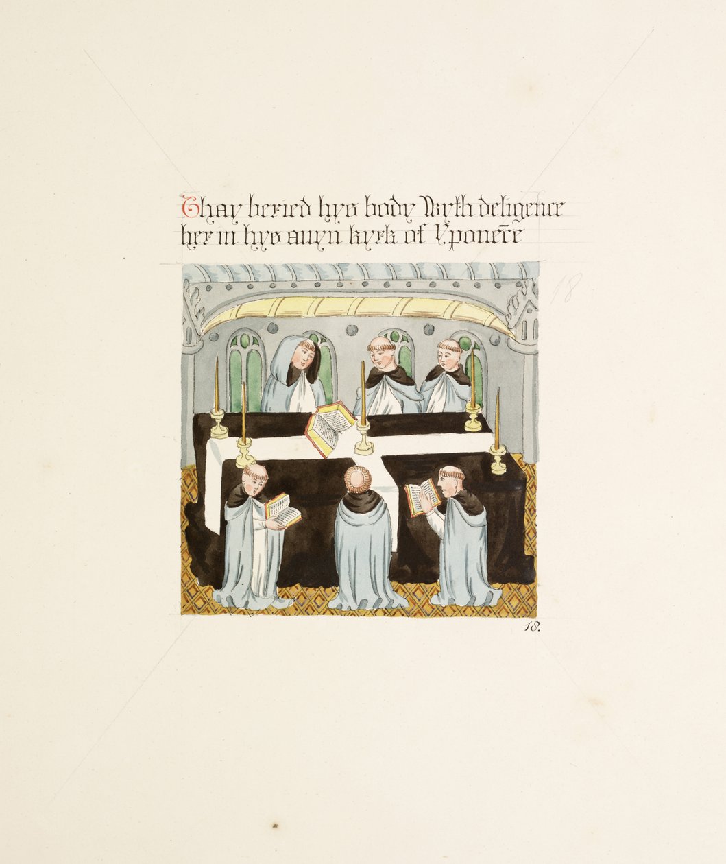 Fru New Coll 380, f27r. Antikviteterne fra Cathedral Church of Saint Mary, Carlisle, tegnet af Robert Carlile, 1795 (pen og blæk og wc på papir) af Robert Carlile