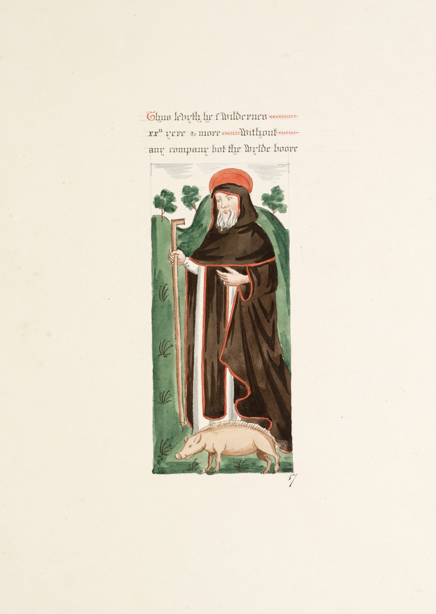 Fru New Coll 380, f47r. Antikviteterne fra Cathedral Church of Saint Mary, Carlisle, tegnet af Robert Carlile, 1795 (pen og blæk og wc på papir) af Robert Carlile
