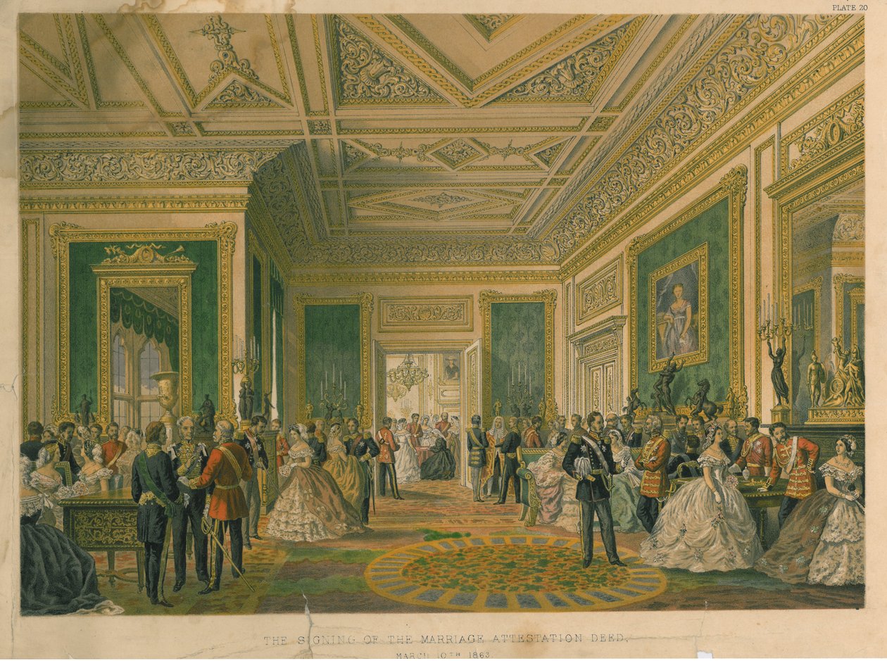Underskrivelsen af ægteskabsattesteringsdokumentet, 1863 af Robert Charles Dudley