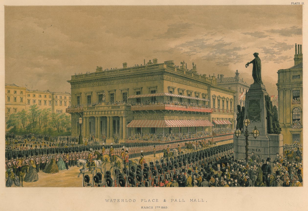 Waterloo Place og Pall Mall, den 7. marts 1863, 1863 af Robert Charles Dudley