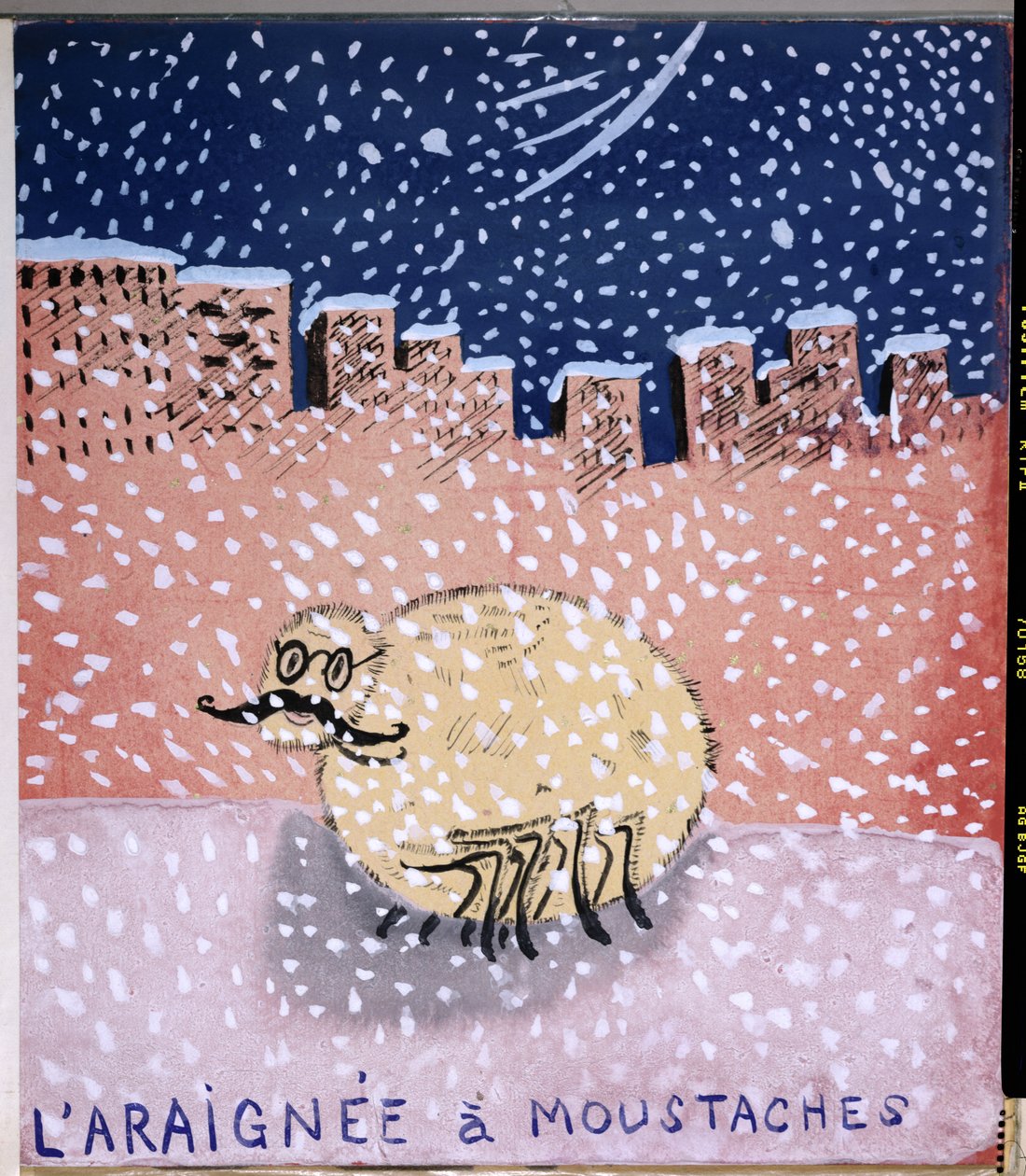 Edderkoppen med overskæg, illustration til den håndskrevne digtsamling "La Menagerie de Tristan" af Robert Desnos, 1932 af Robert Desnos