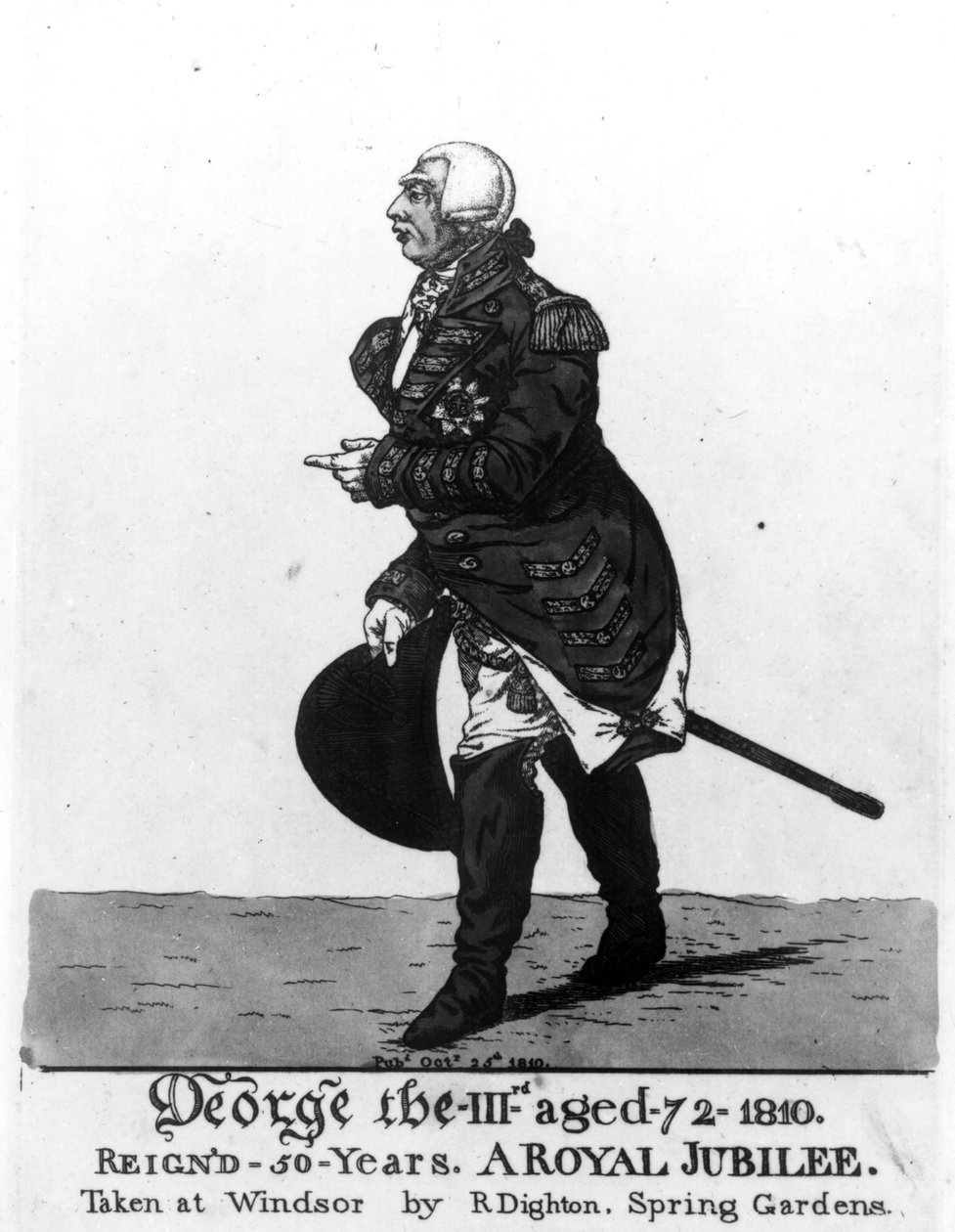 Kong George III, 72 år gammel, 1810 af Robert Dighton