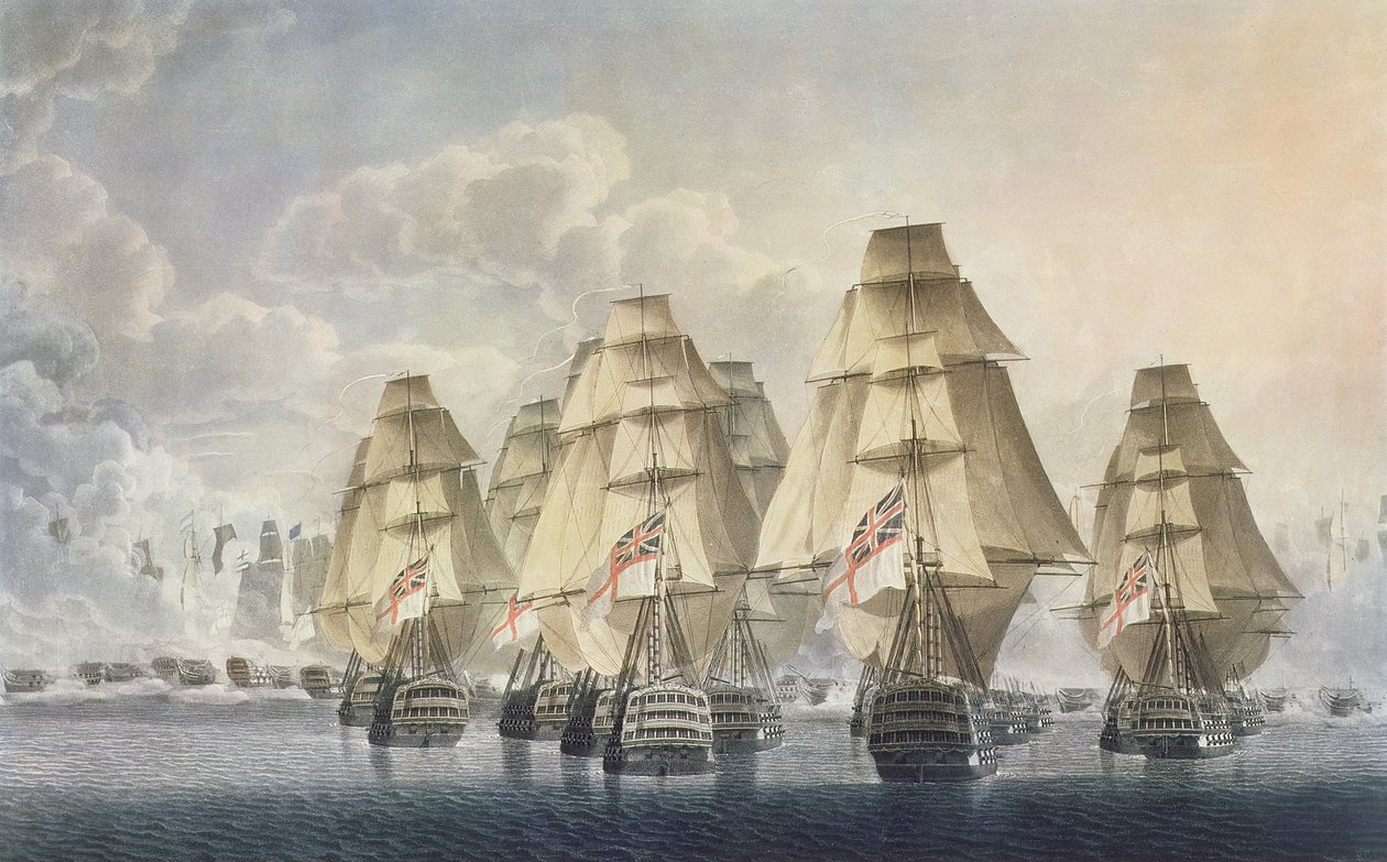 Slaget ved Trafalgar, bagerste division, indgraveret og udgivet af kunstneren, 1806 af Robert Dodd