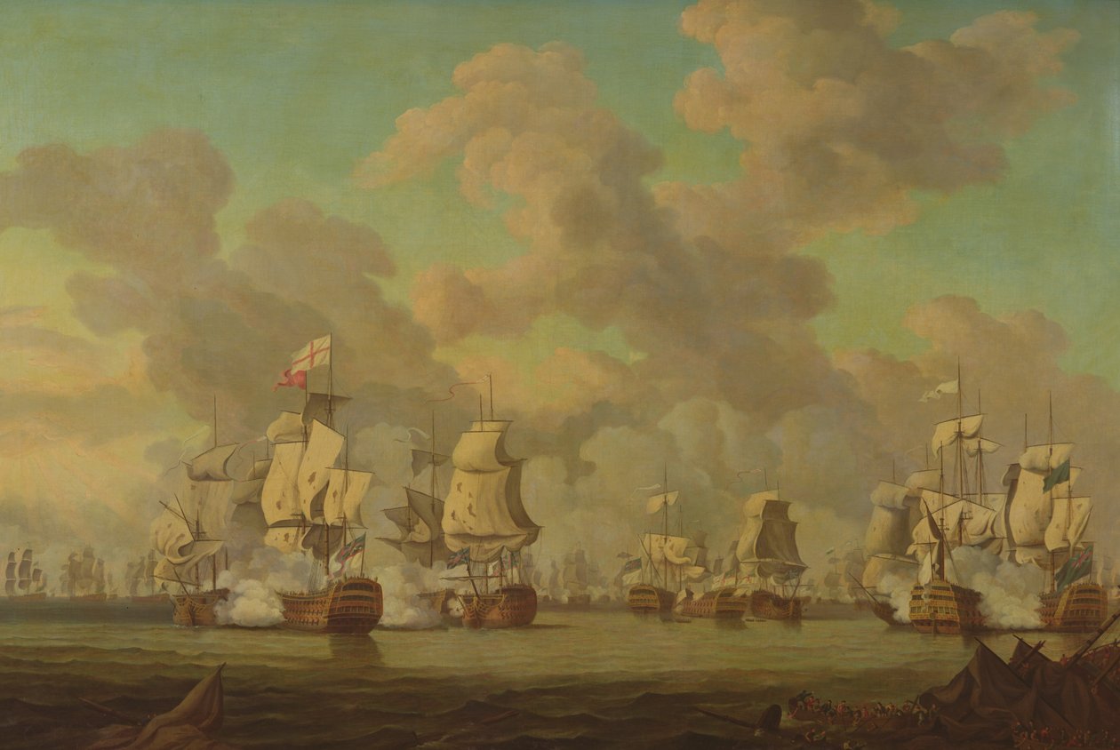 Lord Rodneys sejr over den franske flåde ud for Dominica, 1782 af Robert Dodd