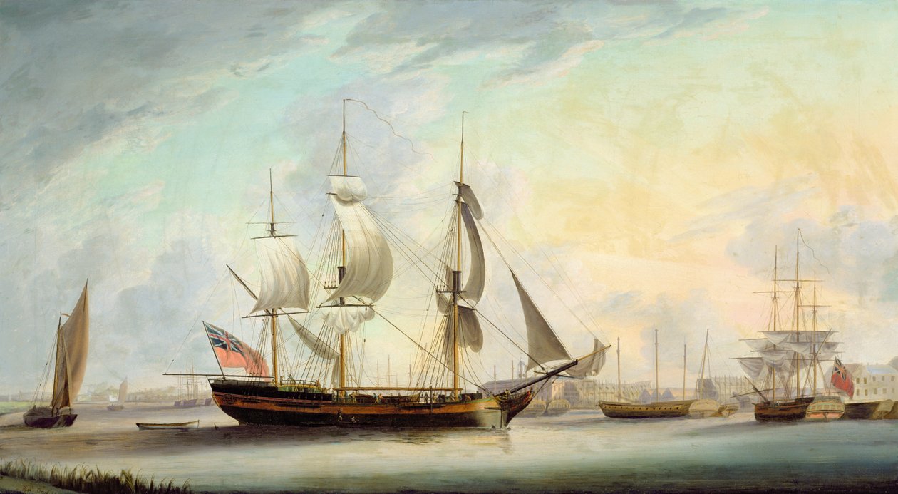 Forsendelse i Themsen ved Deptford, 1789 af Robert Dodd