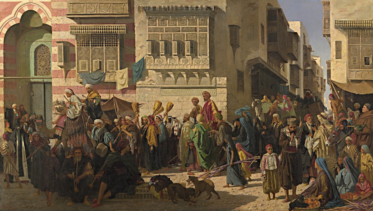 En sheik og hans søn kommer ind i Kairo, når de vender tilbage fra en pilgrimsrejse til Mekka af Robert Dowling