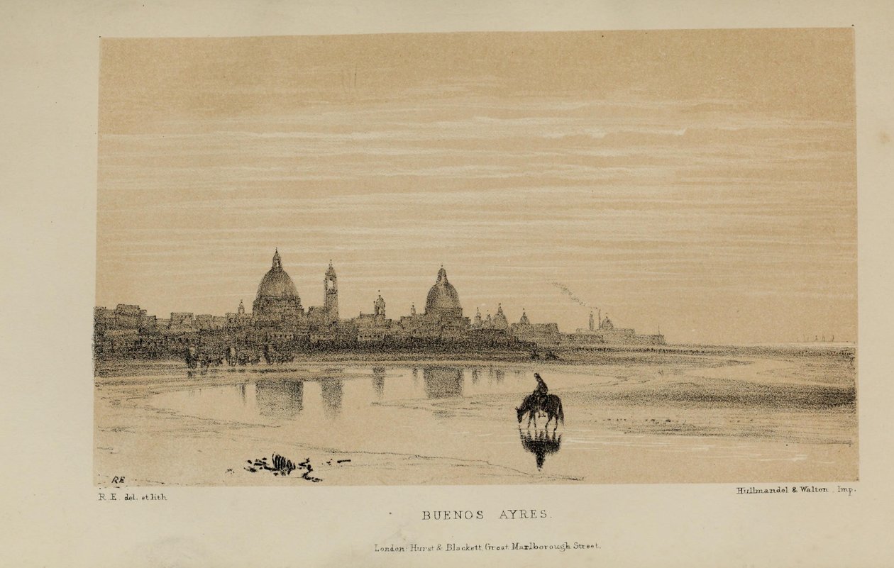 Buenos Ayres, akvarelmaleri af Robert Elwes (1819–1878), en velhavende ung britisk herre fra Norfolk af Robert Elwes