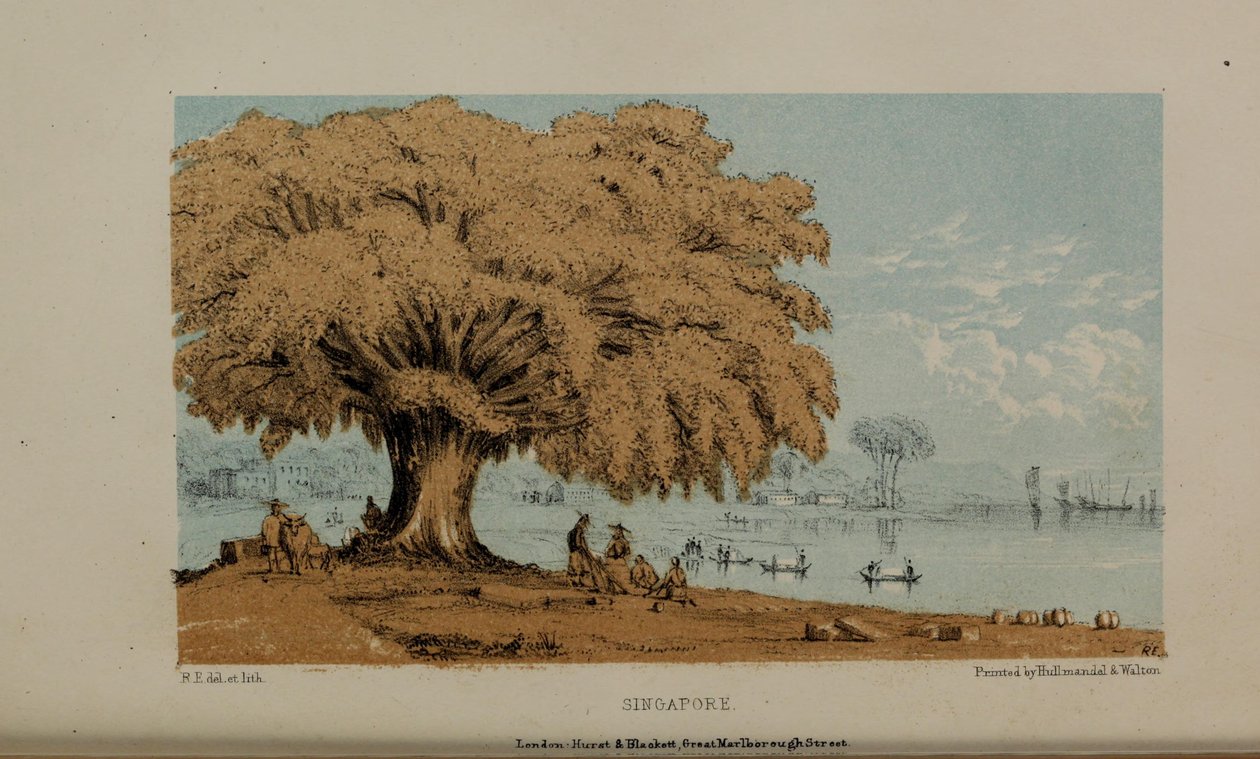 Singapore, akvarelmaleri af Robert Elwes (1819–1878), en velhavende ung britisk herre fra Norfolk. af Robert Elwes