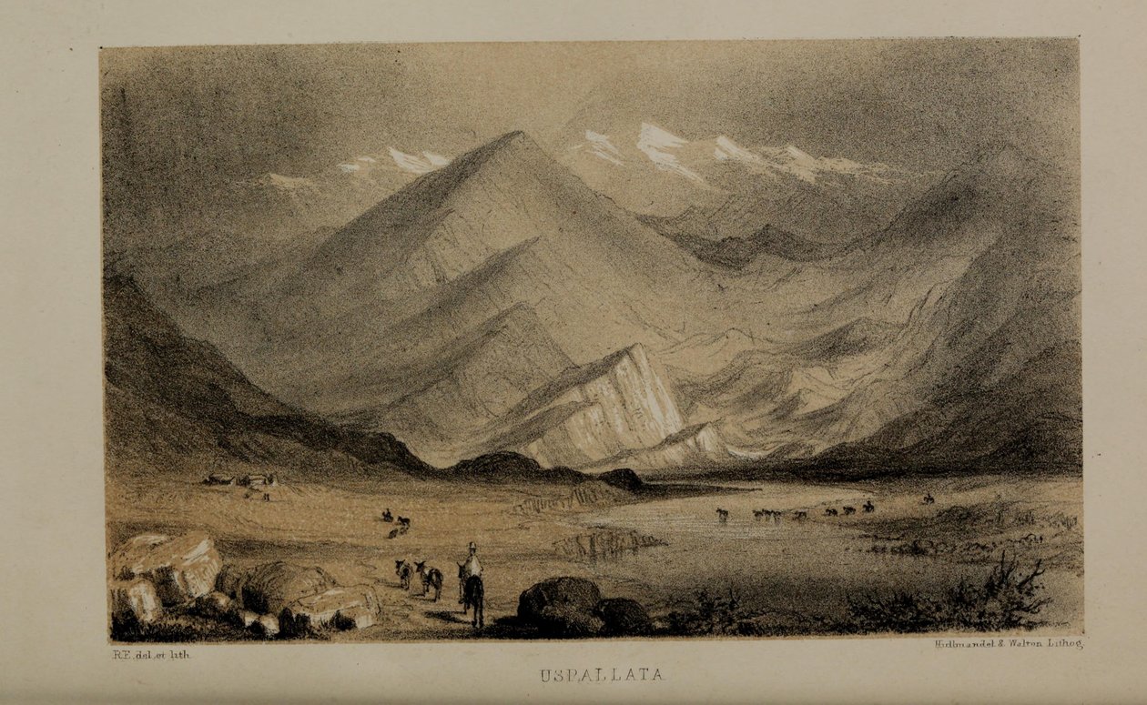 Uspallata, akvarelmaleri af Robert Elwes (1819–1878), en velhavende ung britisk herre fra Norfolk af Robert Elwes