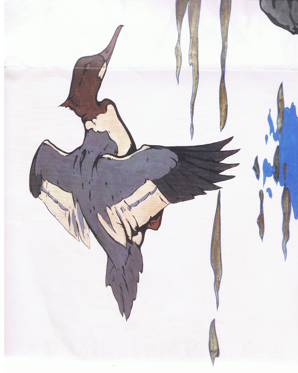 Merganser i flyvning af Robert George Talbot Kelly