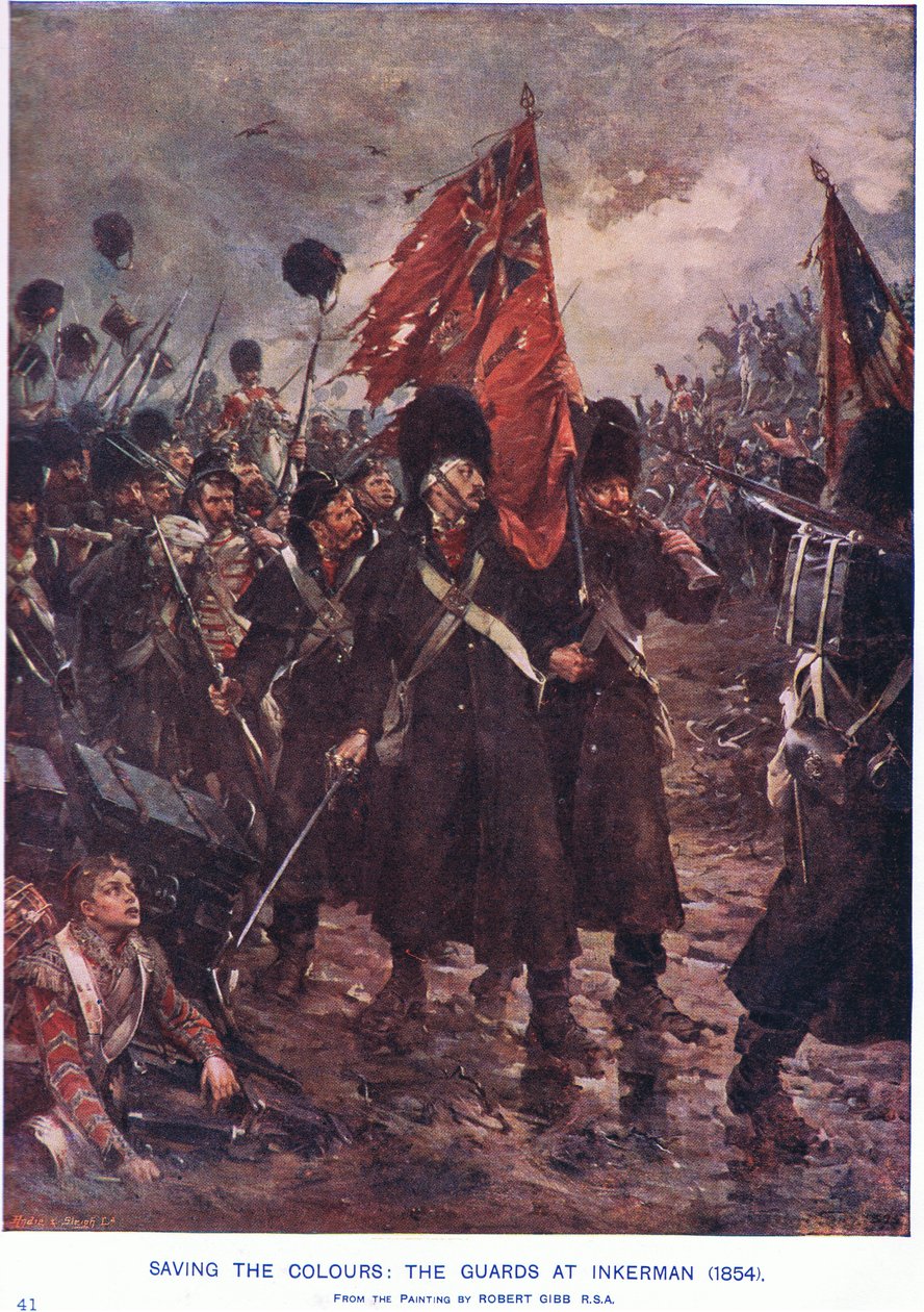 Saving the colors: Guards at Inkerman 1854 AD af Robert Gibb