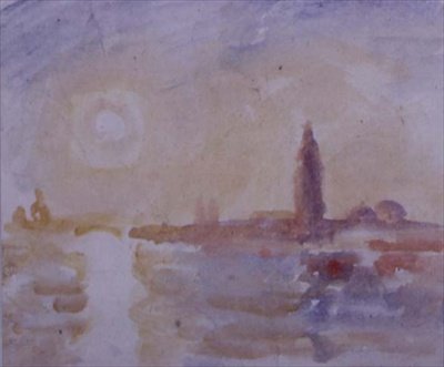 Solnedgang, Venedig, ca.1900-30 (wc på papir) af Robert Graham Dryden Alexander
