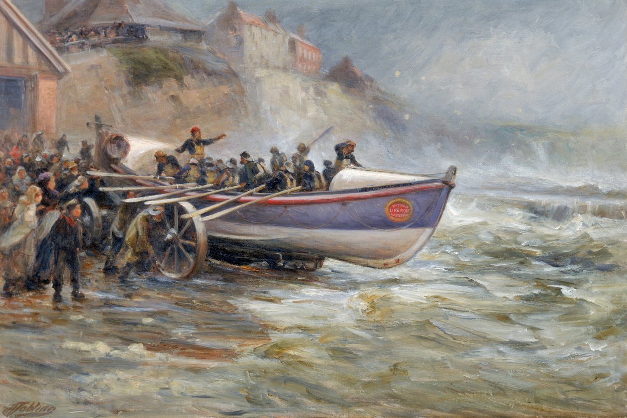 Lancering af Cullerboats Lifeboat, 1902 af Robert Jobling
