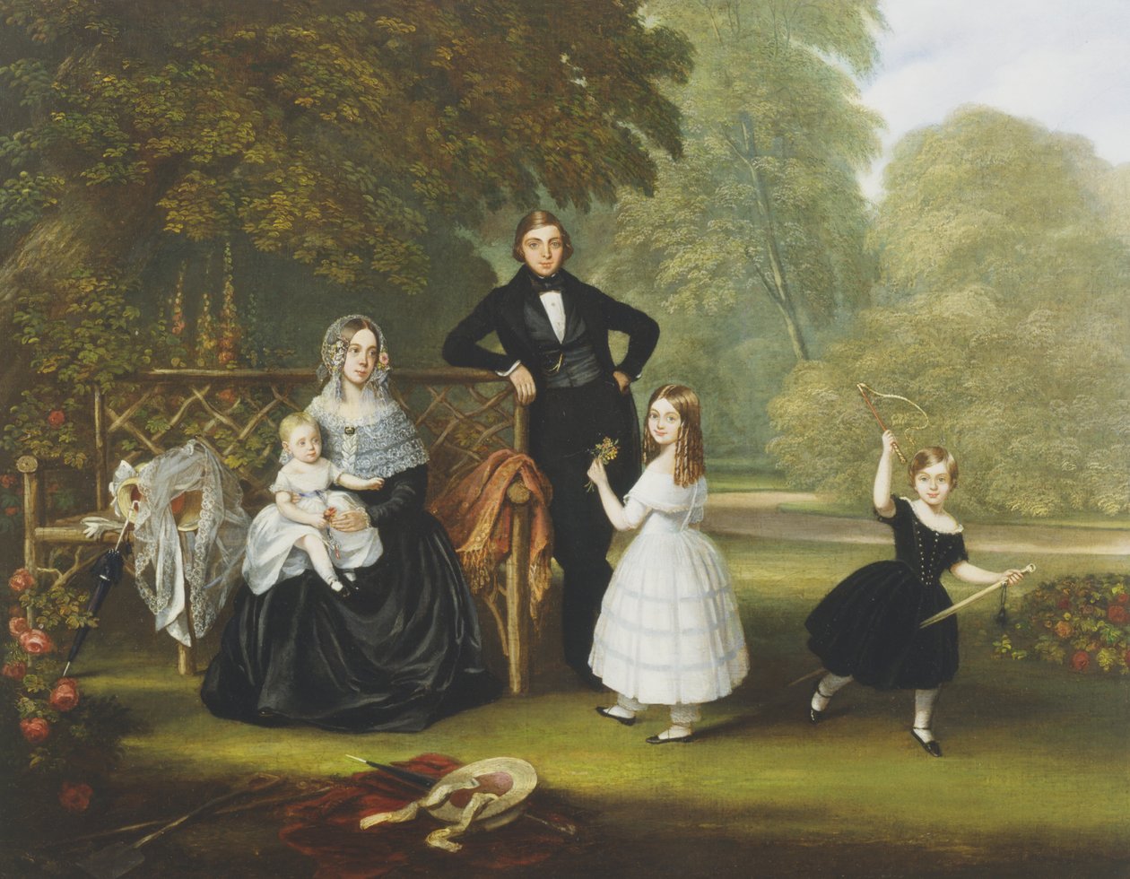 En victoriansk familie i en have af Robert Langley