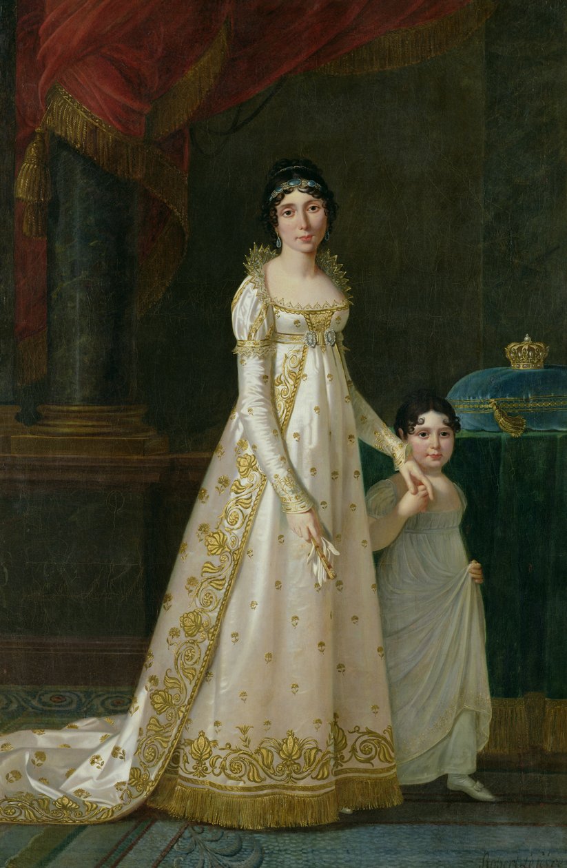 Portræt af Marie-Julie Clary (1777-1845) Dronning af Napoli med sin datter Zenaide Bonaparte (1801-54) 1807 af Robert Lefevre