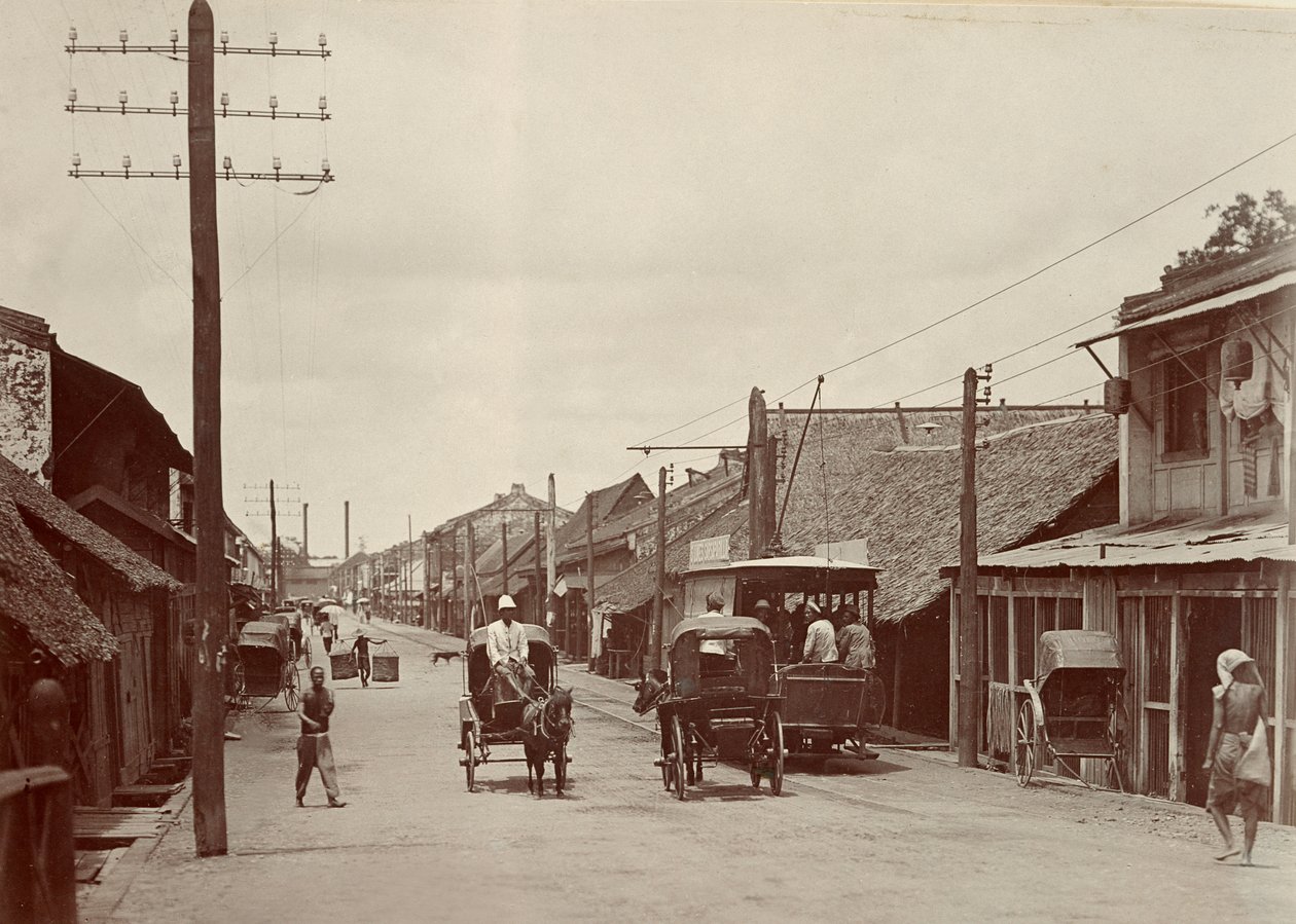 Ny vej med den første elektriske sporvogn, 1890 af Robert Lenz