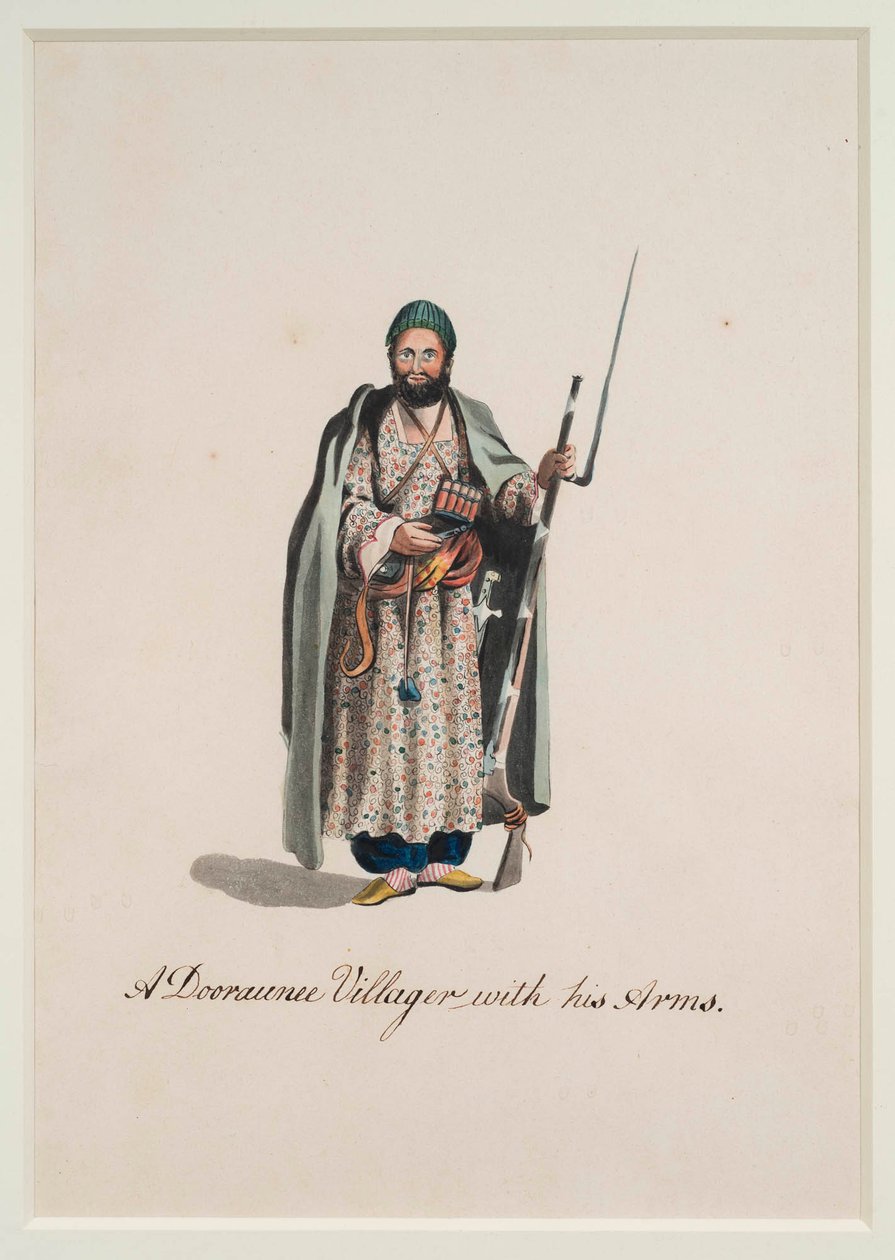 En landsbyboer fra Dooraunee med sine våben, 1815 af Robert Melville Grindlay