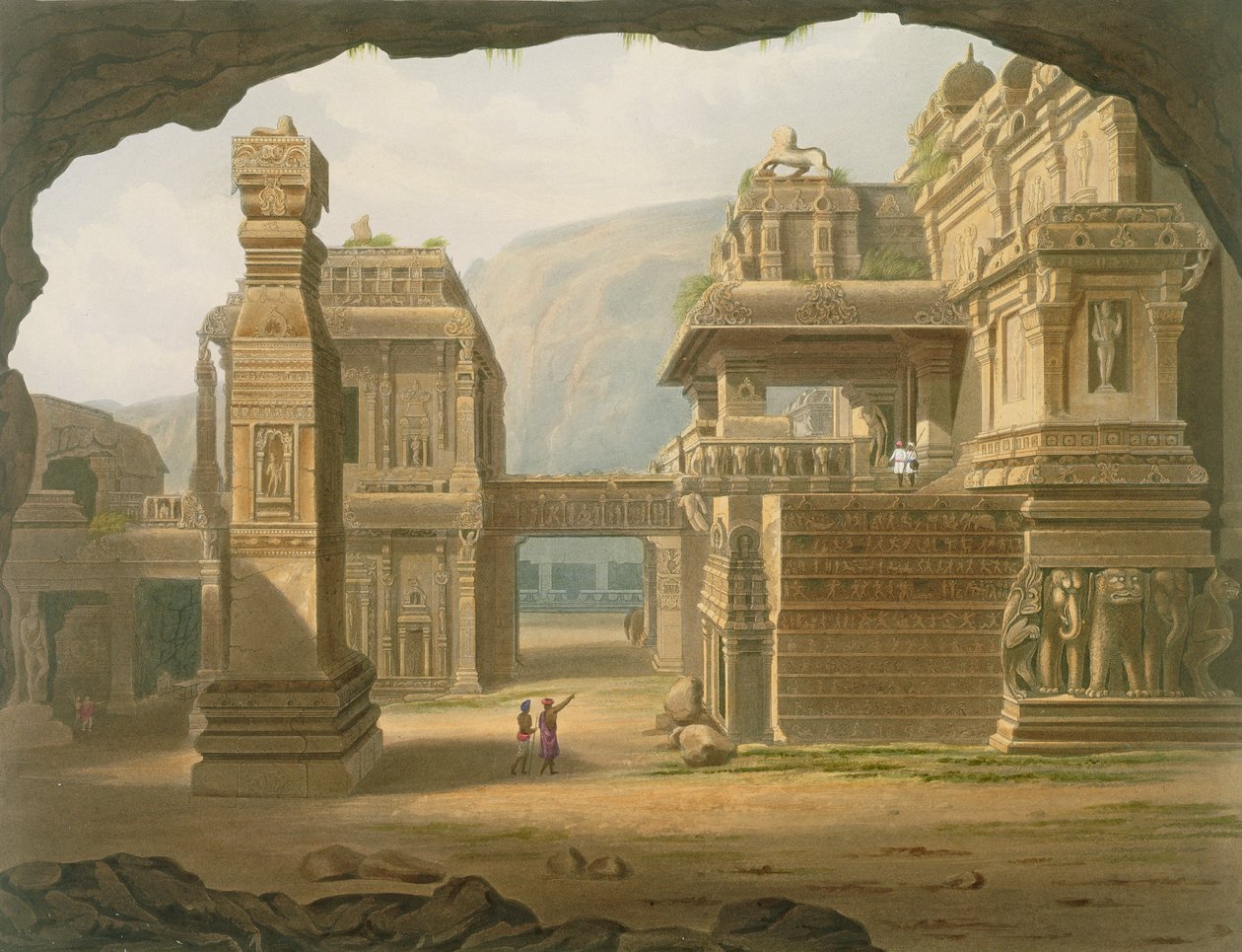 Great Excavated Temple at Ellora i 1813, fra bind I af 