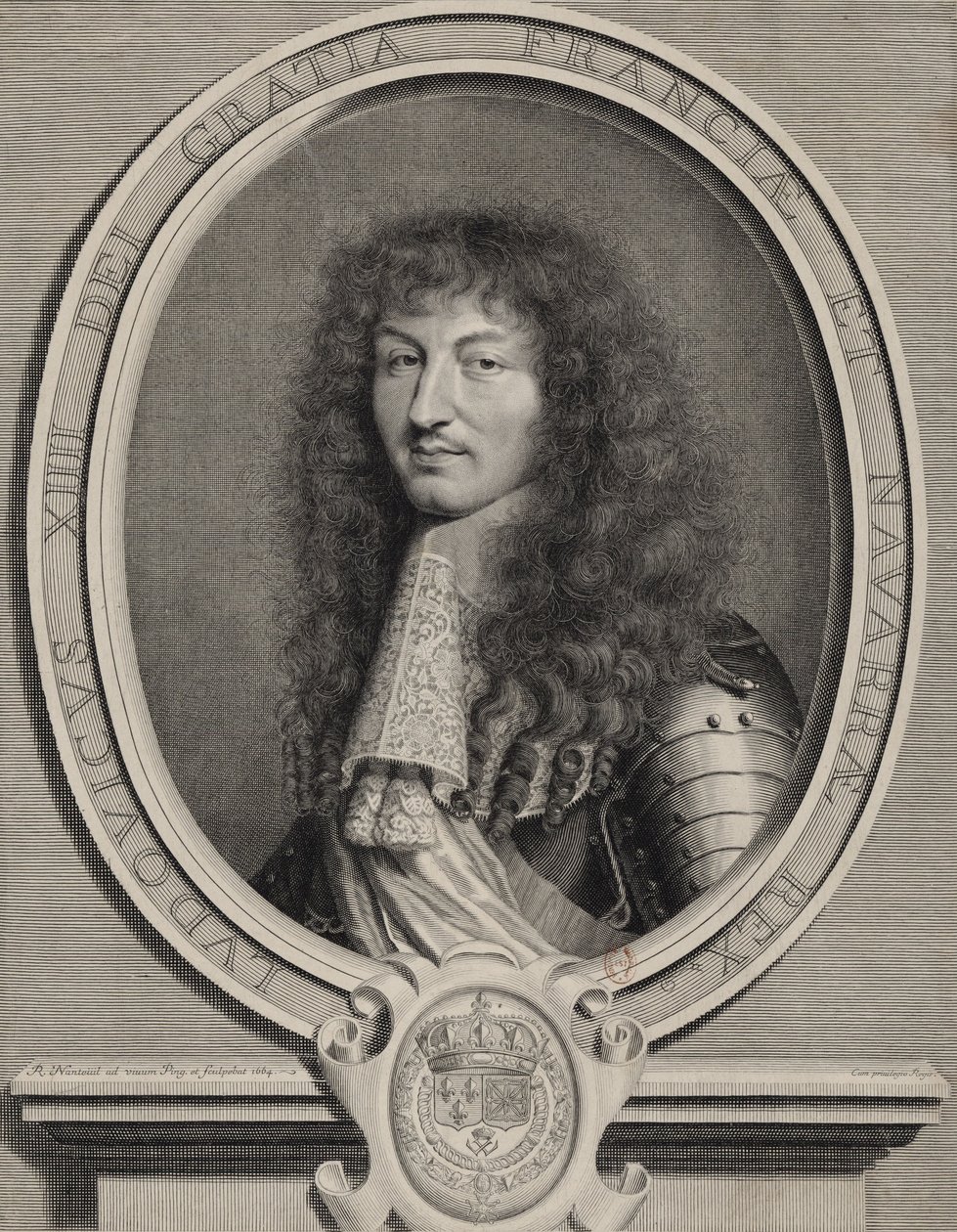 Graveret portræt af Louis XIV af Frankrig af Robert Nanteuil