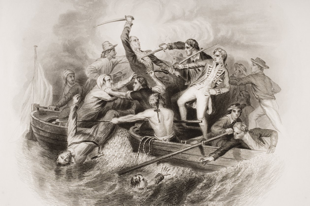 Desperat Encounter i pistolbåde mellem Nelson og Don Miguel Tyrason, illustration fra 