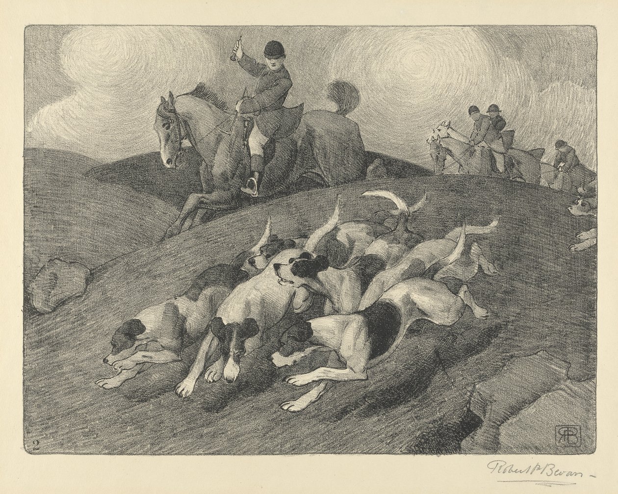 Fundet (blyant, farveblyant & vask på papir) af Robert Polhill Bevan