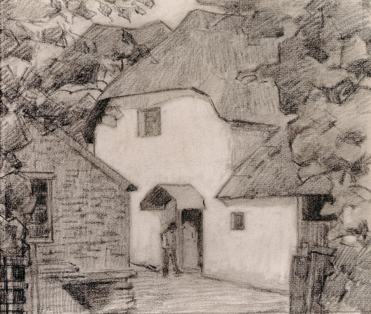 The Caller at the Mill, 1918-19 (farveblyant på papir) af Robert Polhill Bevan