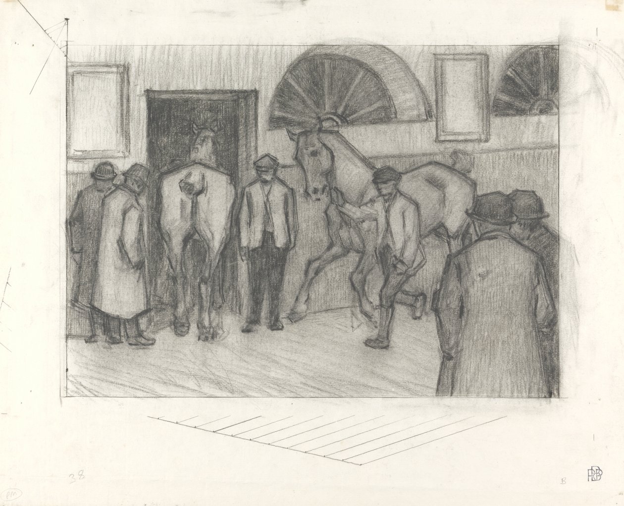 The Horse Mart, ca. 1917 (farveblyant på papir) af Robert Polhill Bevan