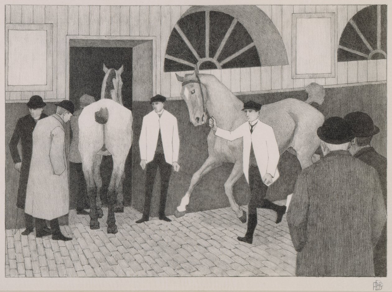 Hestemart. ca. 1918 (sort kridt på papir) af Robert Polhill Bevan