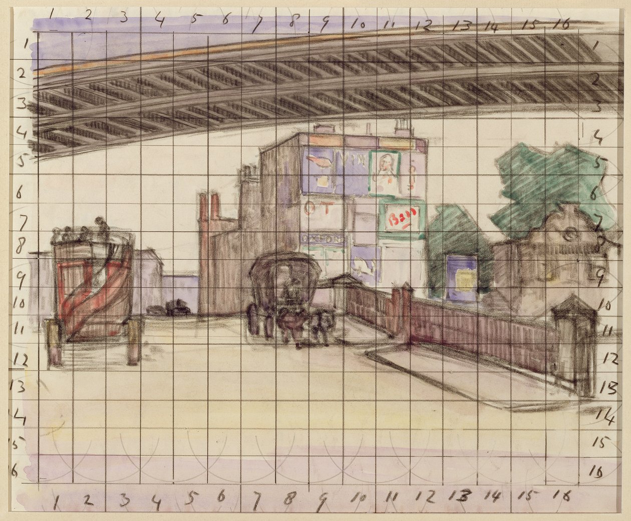 To broer, 1912-13 (farvet farveblyant og wc på papir) af Robert Polhill Bevan