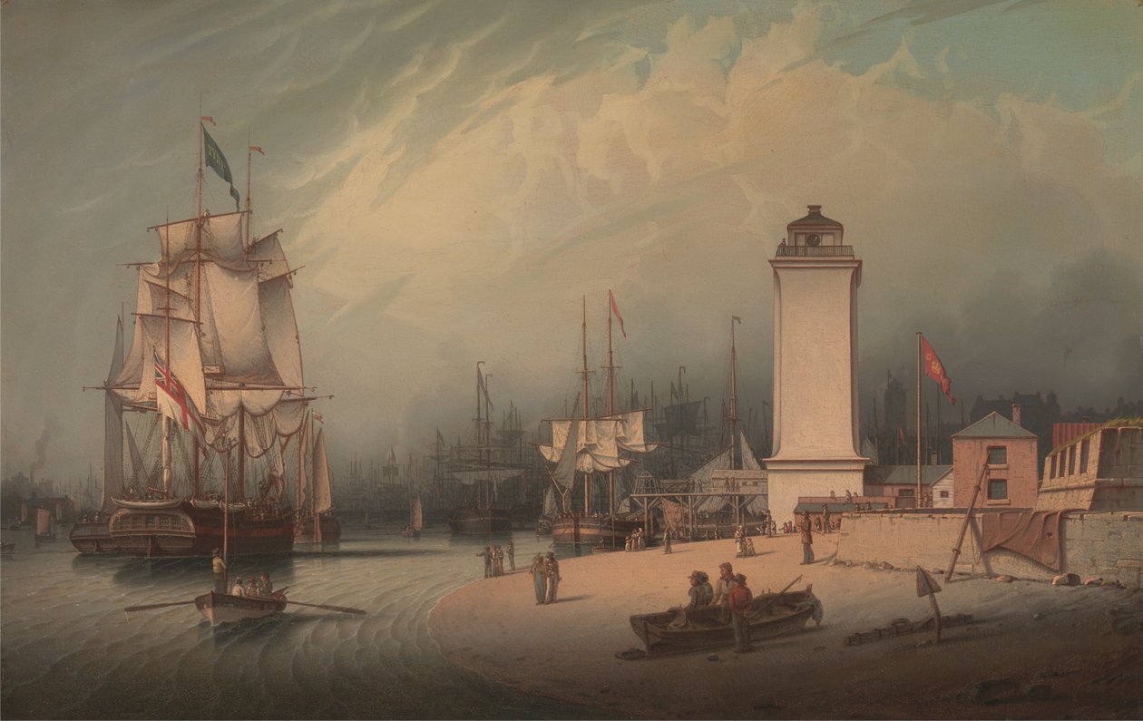Det lave fyrtårn, North Shields af Robert Salmon