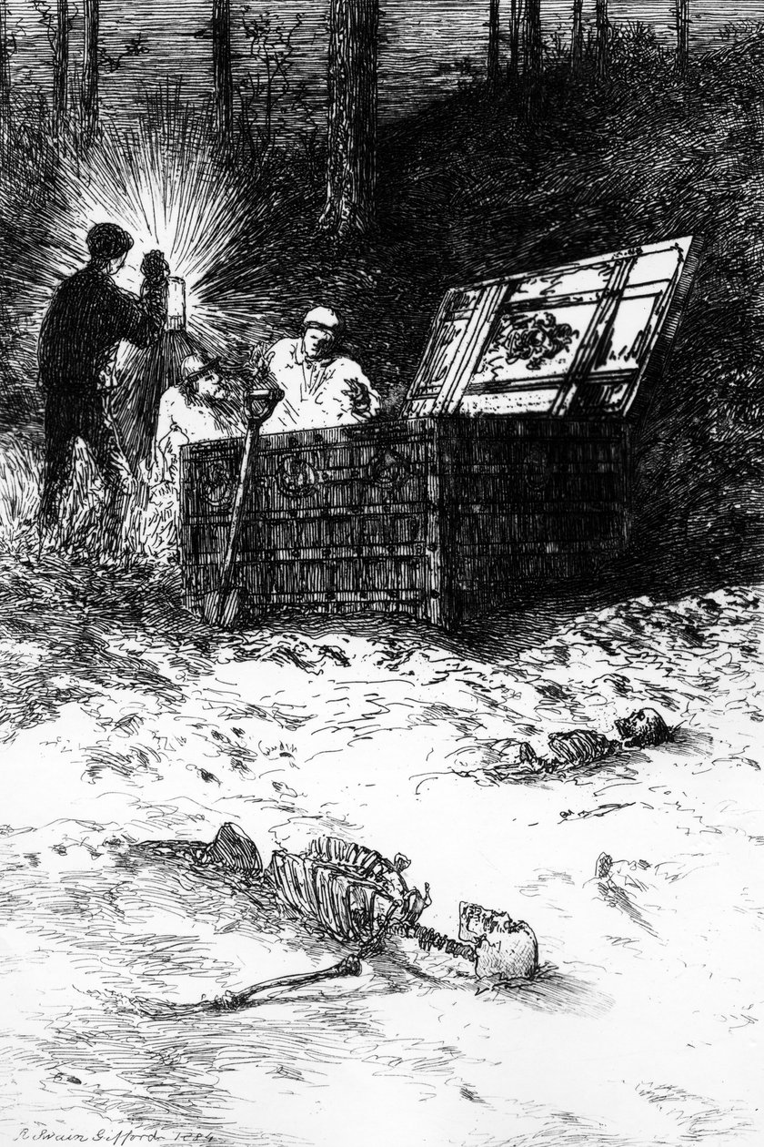 The Gold Bug, illustration til historien af Edgar Allan Poe, 1884 af Robert Swain Gifford