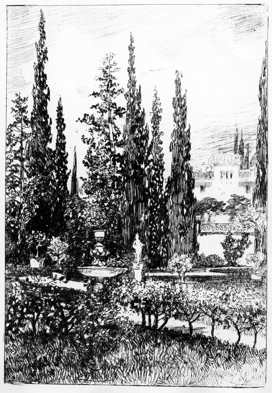 The Landscape Garden, illustration til Edgar Allan Poes fortælling, ca. 1884 af Robert Swain Gifford