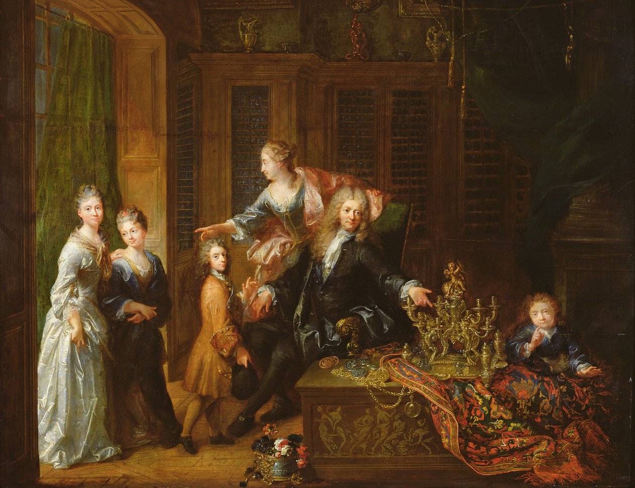 Portræt af Nicolas de Launay (1646-1727) og hans familie af Robert Tournieres