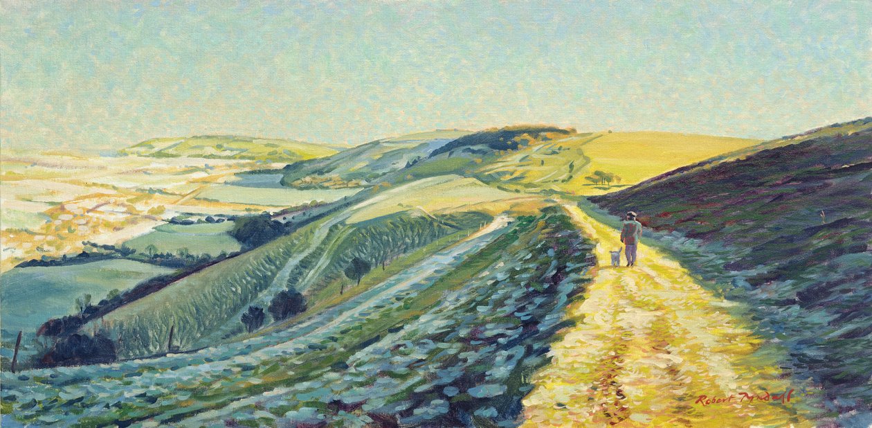 Winter Walk on the Downs, 1996 af Robert Tyndall