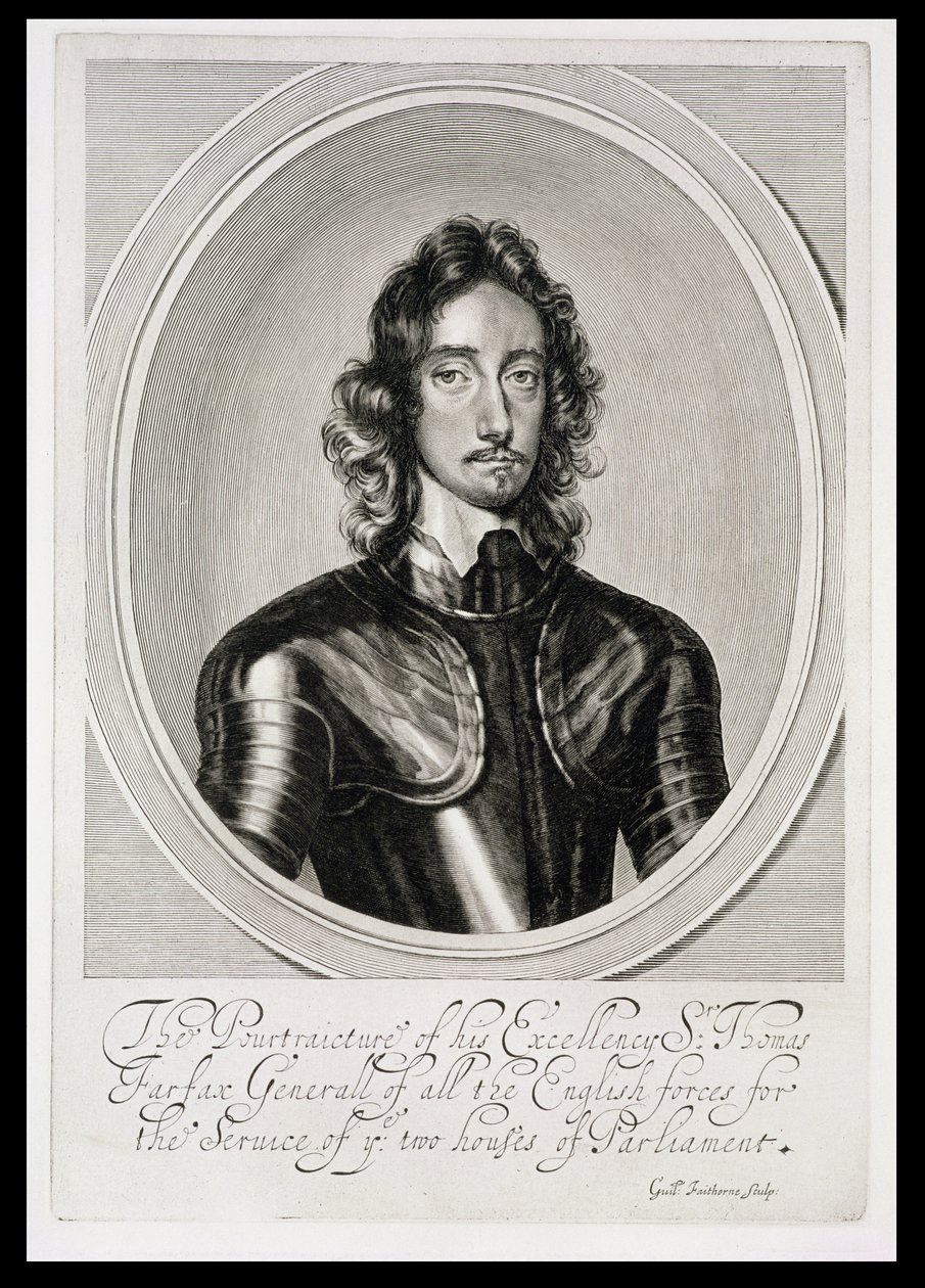 Portræt af Thomas, Lord Fairfax (1612-71) indgraveret af William Faithorne (1616-91) af Robert Walker