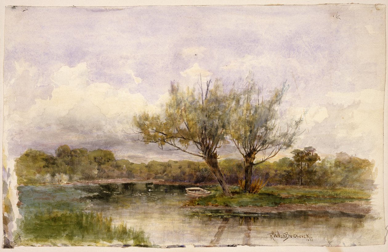 Landskab, 1881 (wc & grafit på papir) af Robert Ward van Boskerck