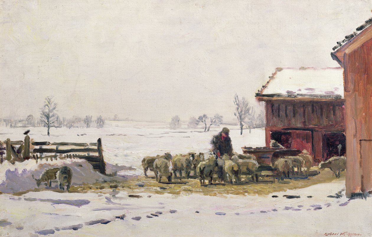 Fodring af fårene om vinteren af Robert Weir Allan